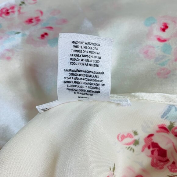 Pink K Floral Sleepwear Size L Satin Robe Nightgown Set Lace Trim Belted VTG Y2K - Picture 9 of 16